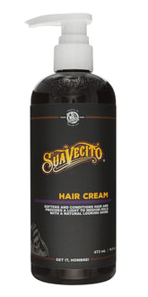 Crème capillaire Suavecito – bouteille pompe et brillance naturelle.