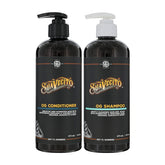 Ensemble Shampoing et Après-Shampoing Suavecito OG avec pompe, fortifie les cheveux.