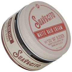 Bouteille Suavecito Pomade Matte DHT Blocker prête au coiffage léger et mat.