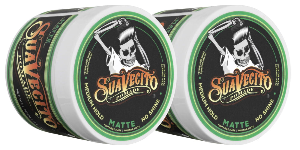 Pomade Matte Suavecito dans flacon 4 oz avec finition mate naturelle.