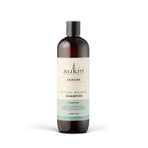 Sukin bouteille équilibre pour cheveux normaux, présentation épurée et naturelle.