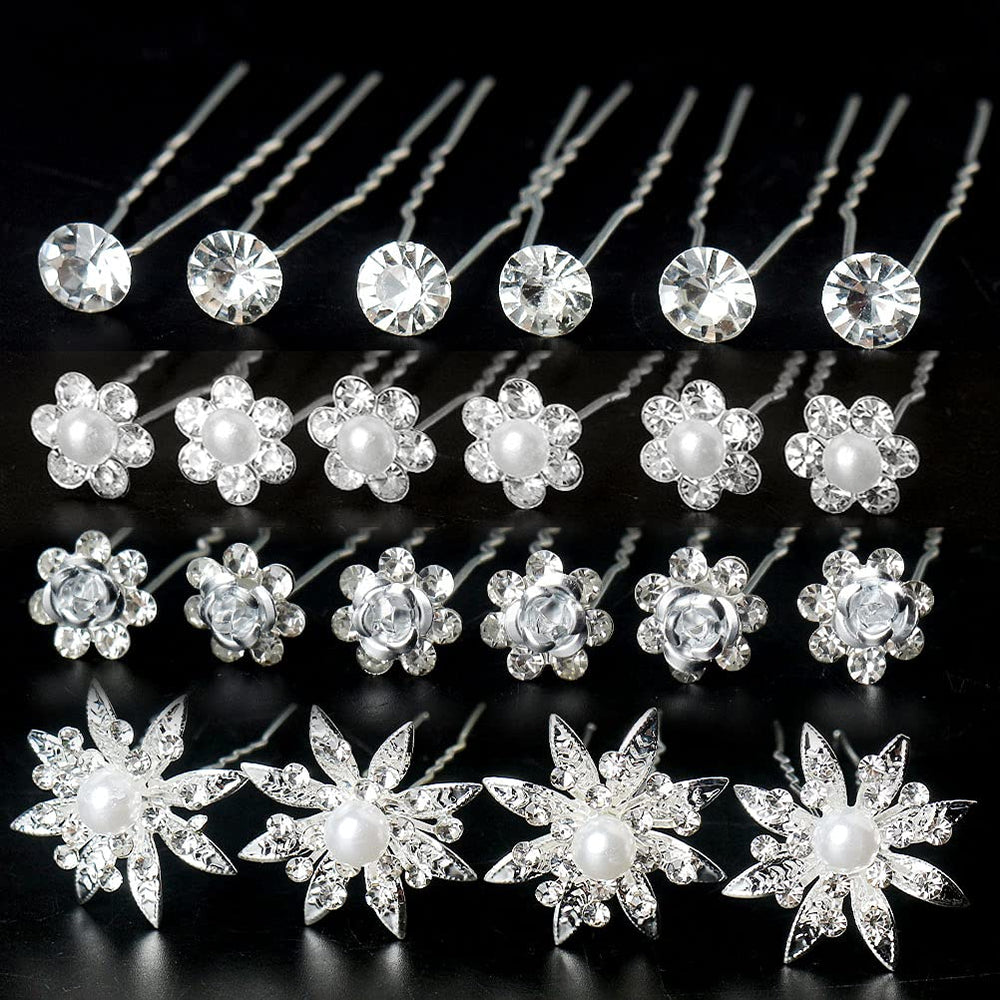Épingles SUMAJU pour cheveux avec perles et cristaux, parfaites pour un look de mariée.