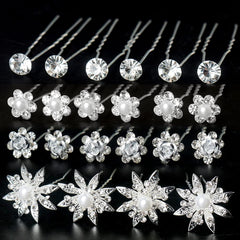 Épingles SUMAJU pour cheveux avec perles et cristaux, parfaites pour un look de mariée.
