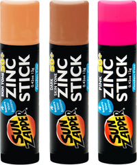 Sun Zapper Stick SPF50 teinte foncé, contour et fond de teint adaptés à la peau.