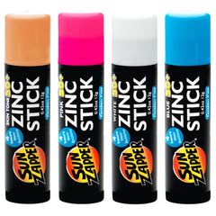 Sun Zapper stick couleur peau claire, protection UV sur le visage.