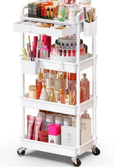 SUNALLY chariot maquillage roulant 4 niveaux offre un rangement pratique.