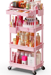 SUNALLY chariot maquillage roulant avec tiroirs – rangement pratique pour rouges à lèvres et pinceaux.