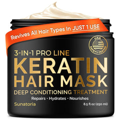 SUNATORIA Masque Kératine, bouteille versement, hydratation en profondeur.