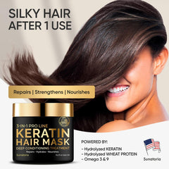 SUNATORIA Masque Kératine, texture crème dense, soin riche.