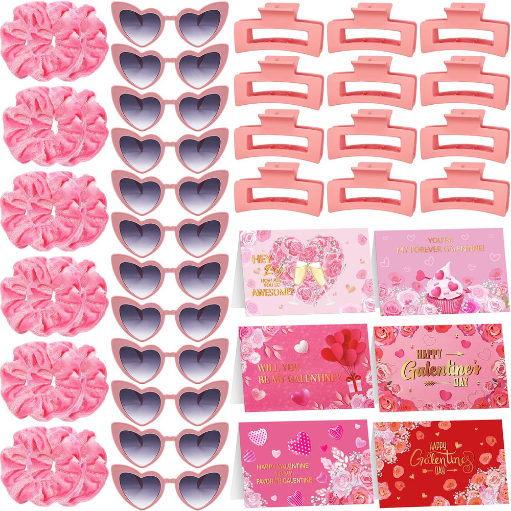Coffret Suncalla rose: accessoires cheveux et cartes, parfait pour partager l'amitié.