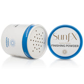 SunFX Poudre Finissante sur bouteille pour fixer le bronzage et garder la peau nette.