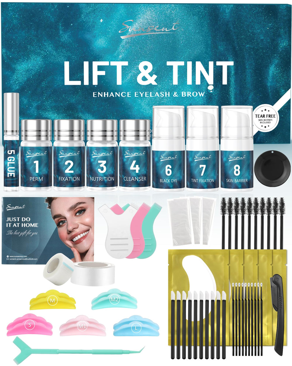 SUNSENT Lash Lift Kit 4 en 1 – emballage élégant prêt à l'emploi pour salon ou domicile