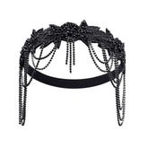 Sunshinesmile Bride serre-tête flapper noir avec cristaux, idéal pour une soirée années folles