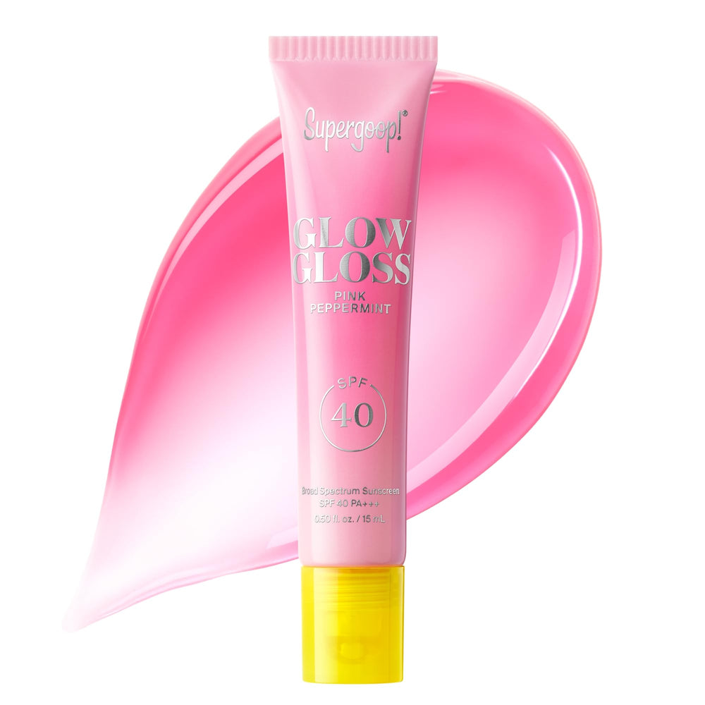 Baume lèvres Supergoop Glow Gloss SPF40 emballage rose menthe et parfum frais