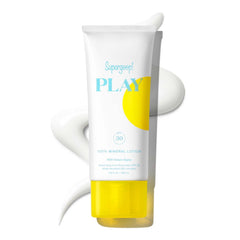 Supergoop! PLAY Mineral Lotion sur flacon, protection SPF 30 pour visage et corps sans gras.