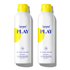 Supergoop! PLAY SPF 50 brume-corps non-aérosol, protection UV légère et pratique.
