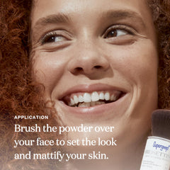 Supergoop! Poudre Re(setting) texture-minérale zinc-oxide, fini doux sur la peau.