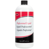 Liquide acrylique SuperNail dans sa bouteille prête à l’emploi, focalisation sur la marque.