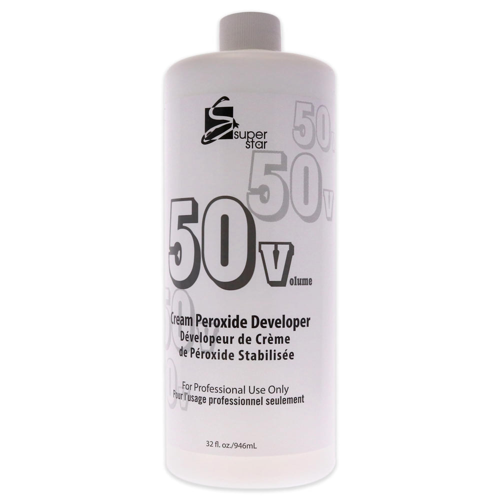 Superstar 50 Volume Crème Développeur : Bouteille pour éclaircissement professionnel et homogène.
