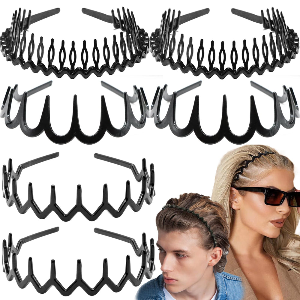 Supgoodom serre-tête zigzag ondulé avec dents pour maintenir les cheveux en place