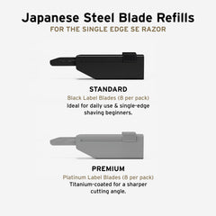 Lames japonaises Supply platine, coupe nette et bord durable.