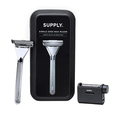 Rasoir SUPPLY Single Edge Max avec corps métallique pour un rasage précis et durable.