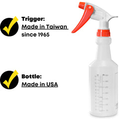 Graduations en onces et millilitres lisibles sur la bouteille SupplyMaid.