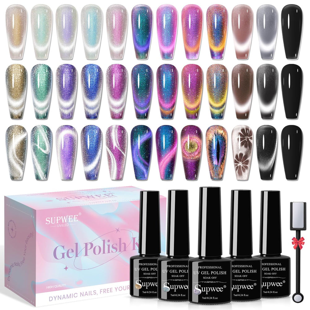 SUPWEE Aurora Cat Eye Gel Polish for galactic effects at home