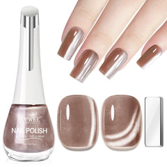 SUPWEE vernis œil-de-chat nude, éclat brillant et effet félin.