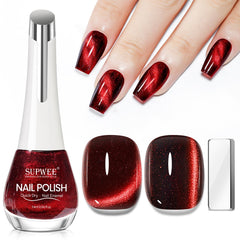 SUPWEE Vernis effet œil-de-chat rouge 16 ml, effet profond et brillant.