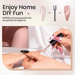 SUPWEE vernis gel œil de chat doré brillant — allure élégante et longue tenue