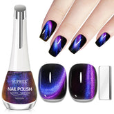 SUPWEE vernis magnétique 9D, bouteille bleu-violet, présente l'effet œil-de-chat spectaculaire.