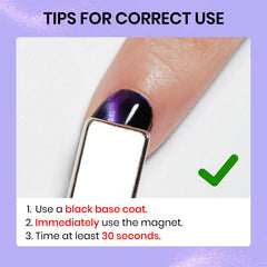 SUPWEE vernis noir base, prépare l'effet œil-de-chat.