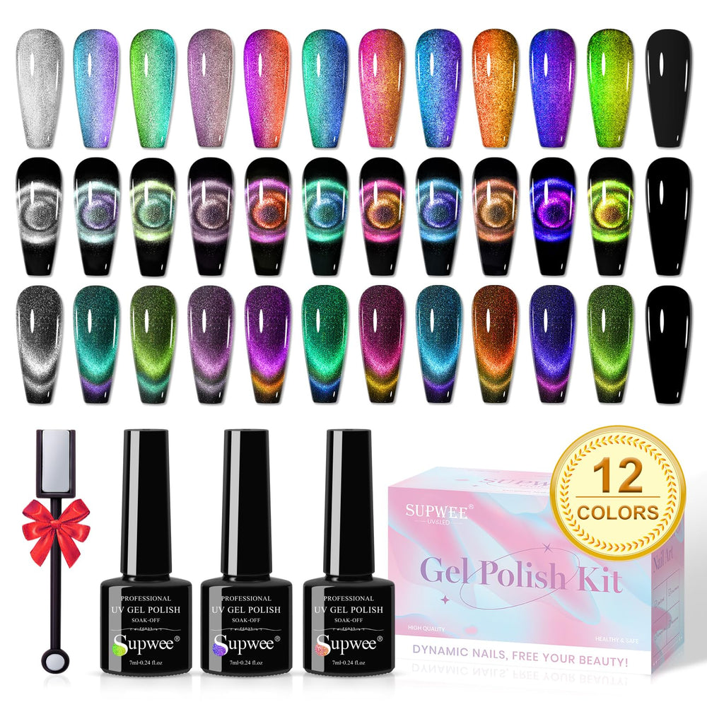 SUPWEE vernis œil-de-chat couleur 01, effet profond et brillant.