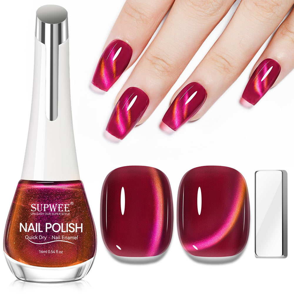 SUPWEE vernis œil de chat rose, effet rapide et durable.