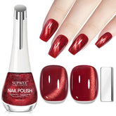Vernis SUPWEE Effet Yeux-de-Chat Bourgogne pour un look glamour durable.