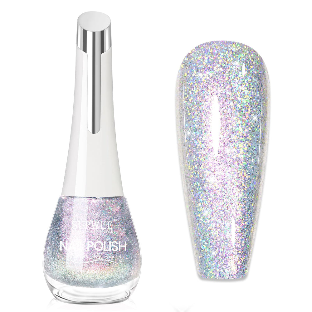 SUPWEE Vernis ongles holographique, brillance arc-en-ciel et éclat durable.