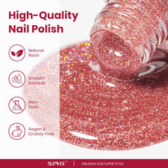 Vernis SUPWEE pailleté: brillance haute sur ongles pour une touche audacieuse.