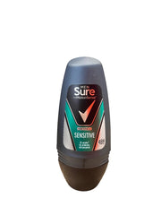 Sure Men roll-on sensitive : aperçu du flacon pour une application précise et douce.