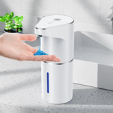 Surpixo distributeur savon tactile avec bouton volume réglable, hygiène facilitée.