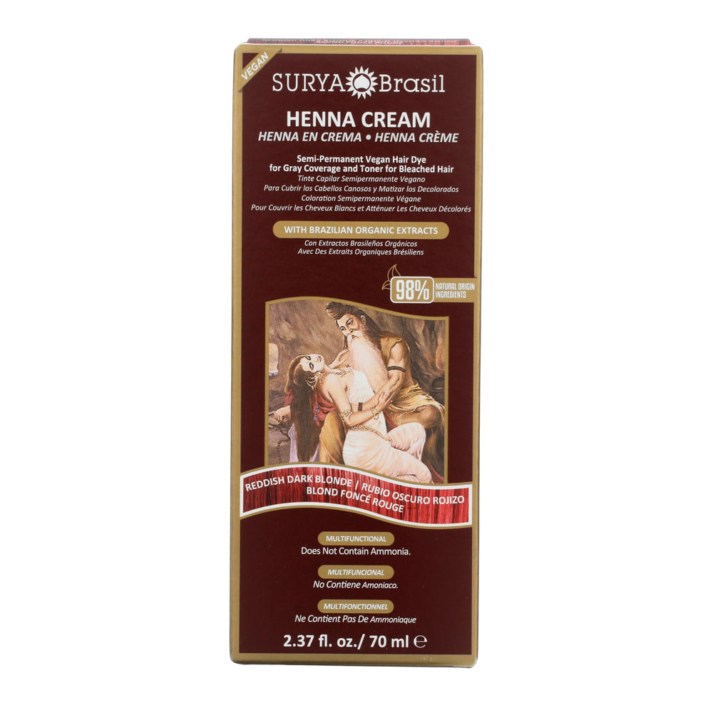 Surya Brasil Creme Henna – couleur rouge sombre sur cheveux pour une couverture naturelle.