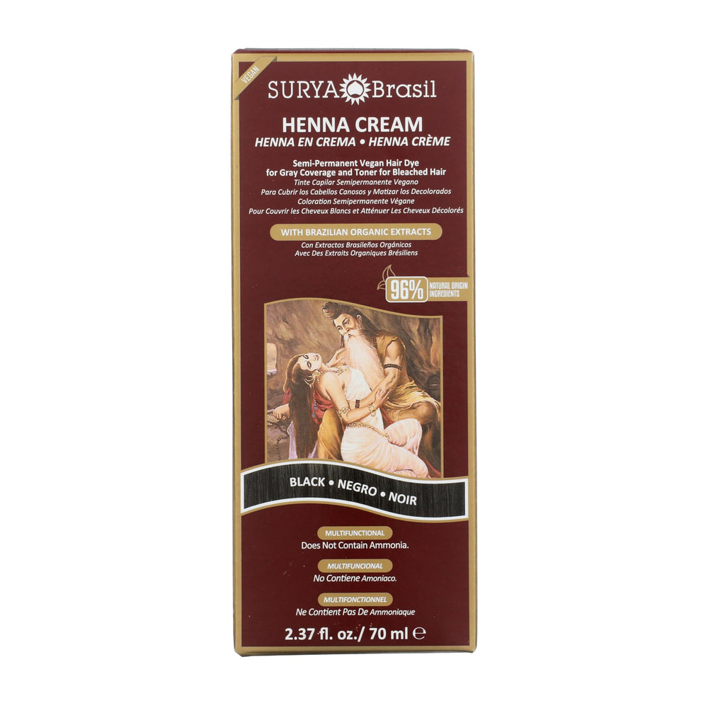 Crème henné Surya Brasil, bouteille 70 ml, couleur naturelle et soin capillaire.