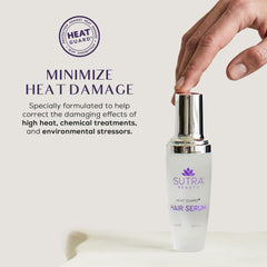 SUTRA Heat Guard sérum avant/après, cheveux plus lisses après utilisation