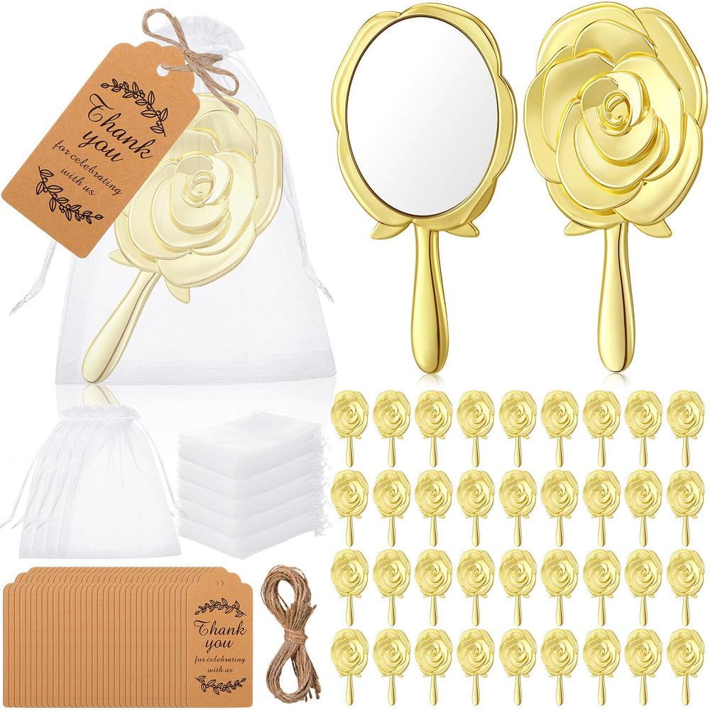 Suzile miroir portatif rose doré sur coiffeuse pour retouches maquillage