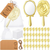 Suzile miroir portatif rose doré sur coiffeuse pour retouches maquillage