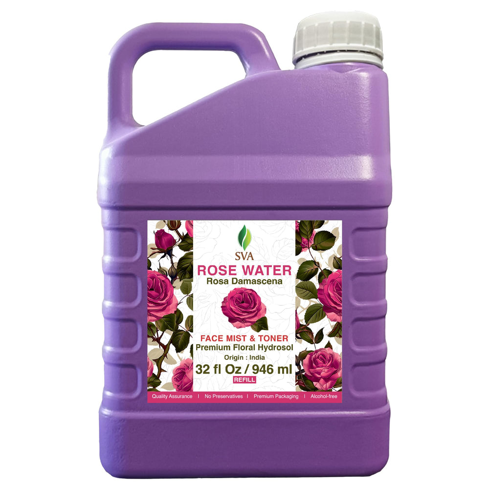Eau de rose SVA : bouteille-brume, rafraîchit la peau et parfume légèrement.