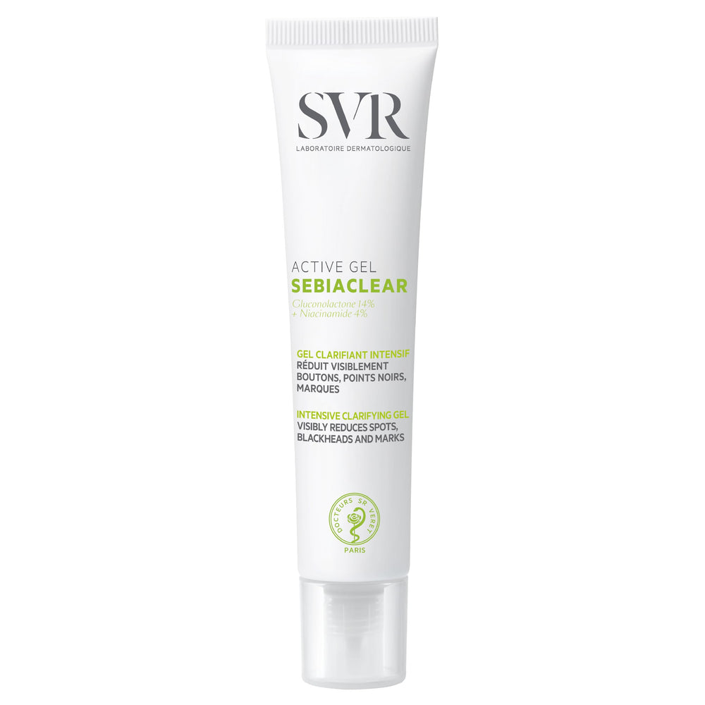 SVR Sebiaclear Active Gel — bouteille pompe pratique pour une application propre et précise.