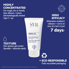 SVR Xerial 50 Gel Pied — Hydratation en profondeur des peaux rugueuses.