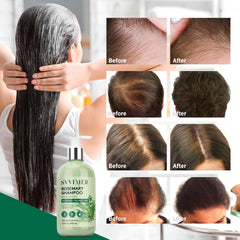 Texture crème du Shampoing Romarin, application facile et cheveux souples.
