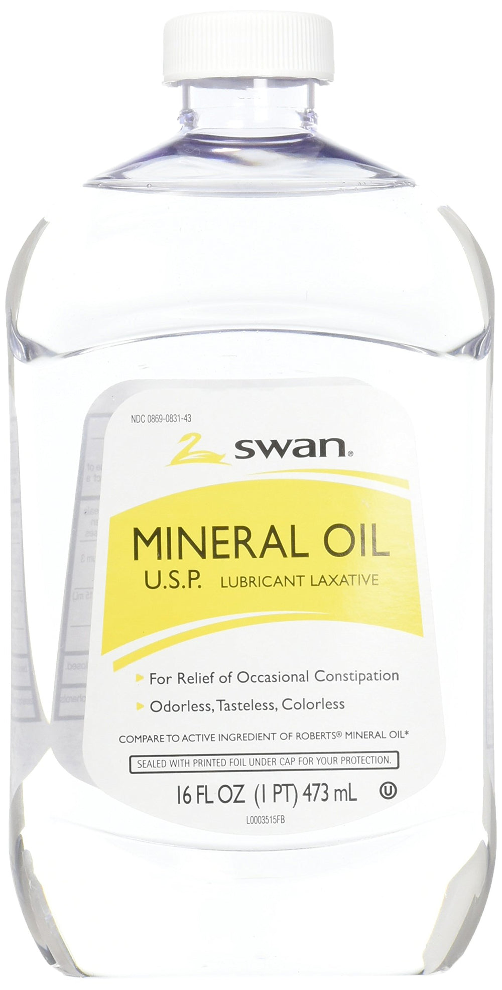 Swan Huile Minérale: bouteille prête à verser pour hydrater la peau.